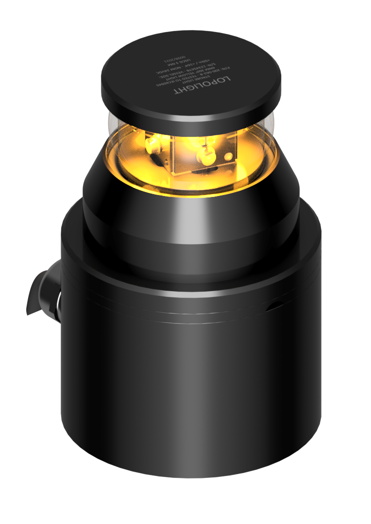 6nm 360° yellow strobe (blk), hor mnt